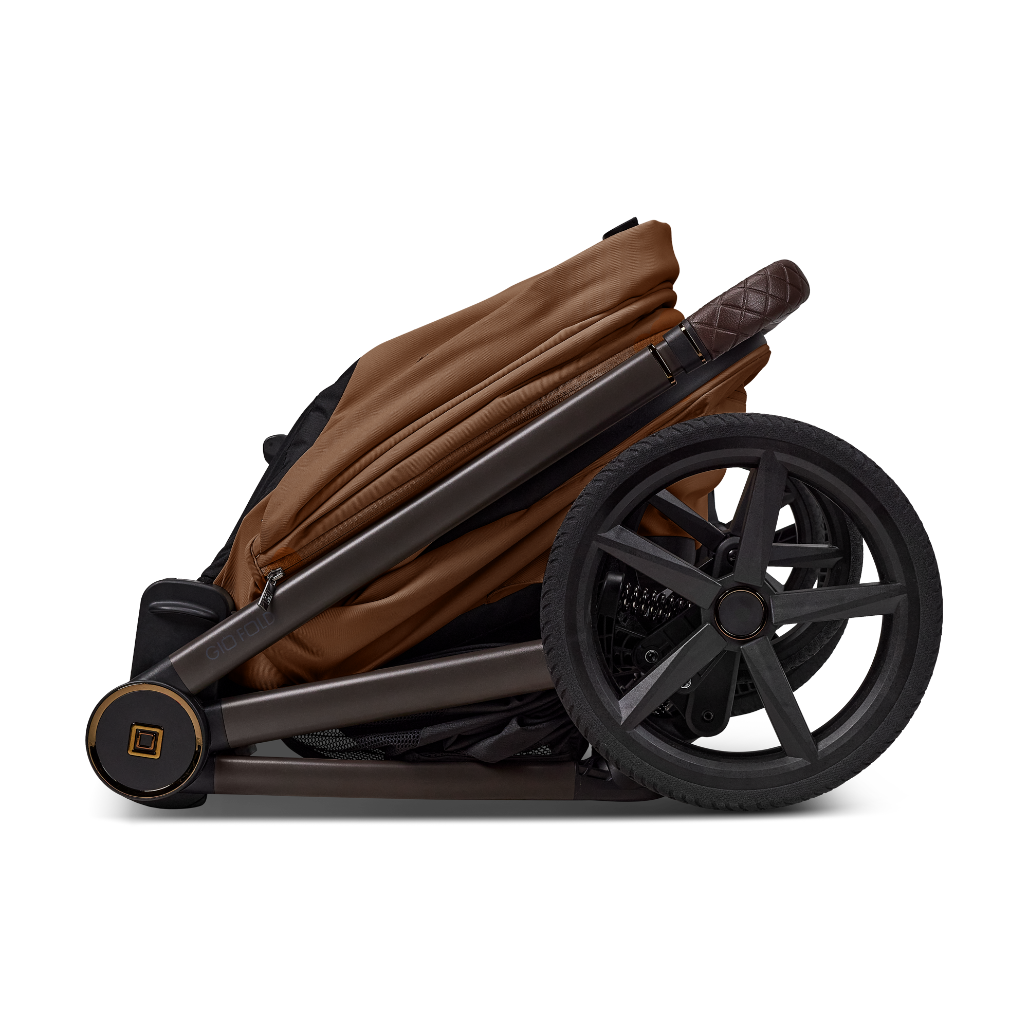 Moon GIO Fold Kombikinderwagen Cognac mit Luftreifen inkl. GRATIS Sonnensegel, Regenverdeck und Mückennetz