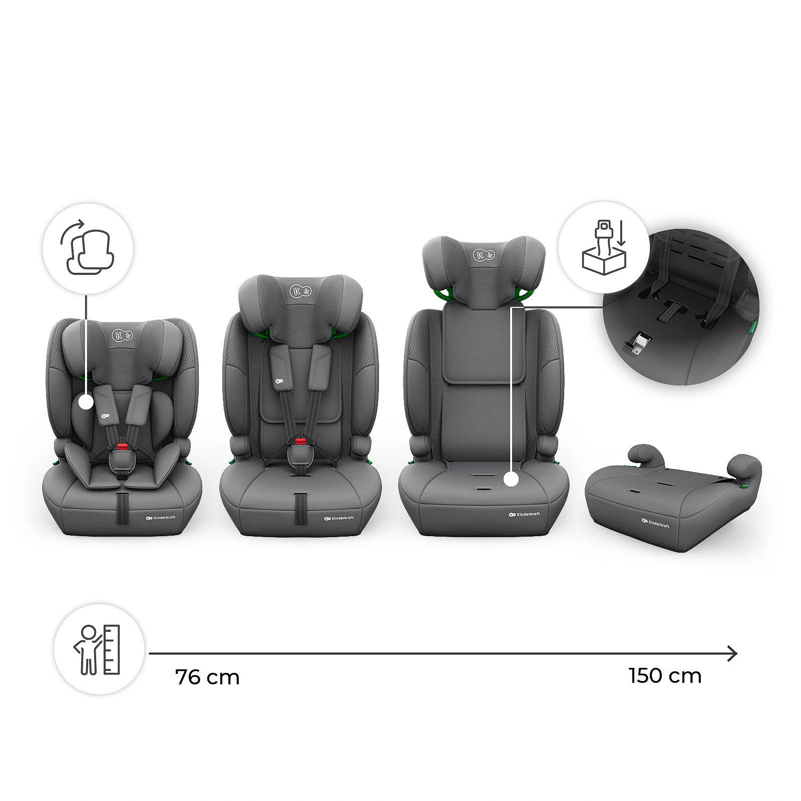 Kinderkraft COMFORT UP 2 PLUS i-Size Kindersitz Grau