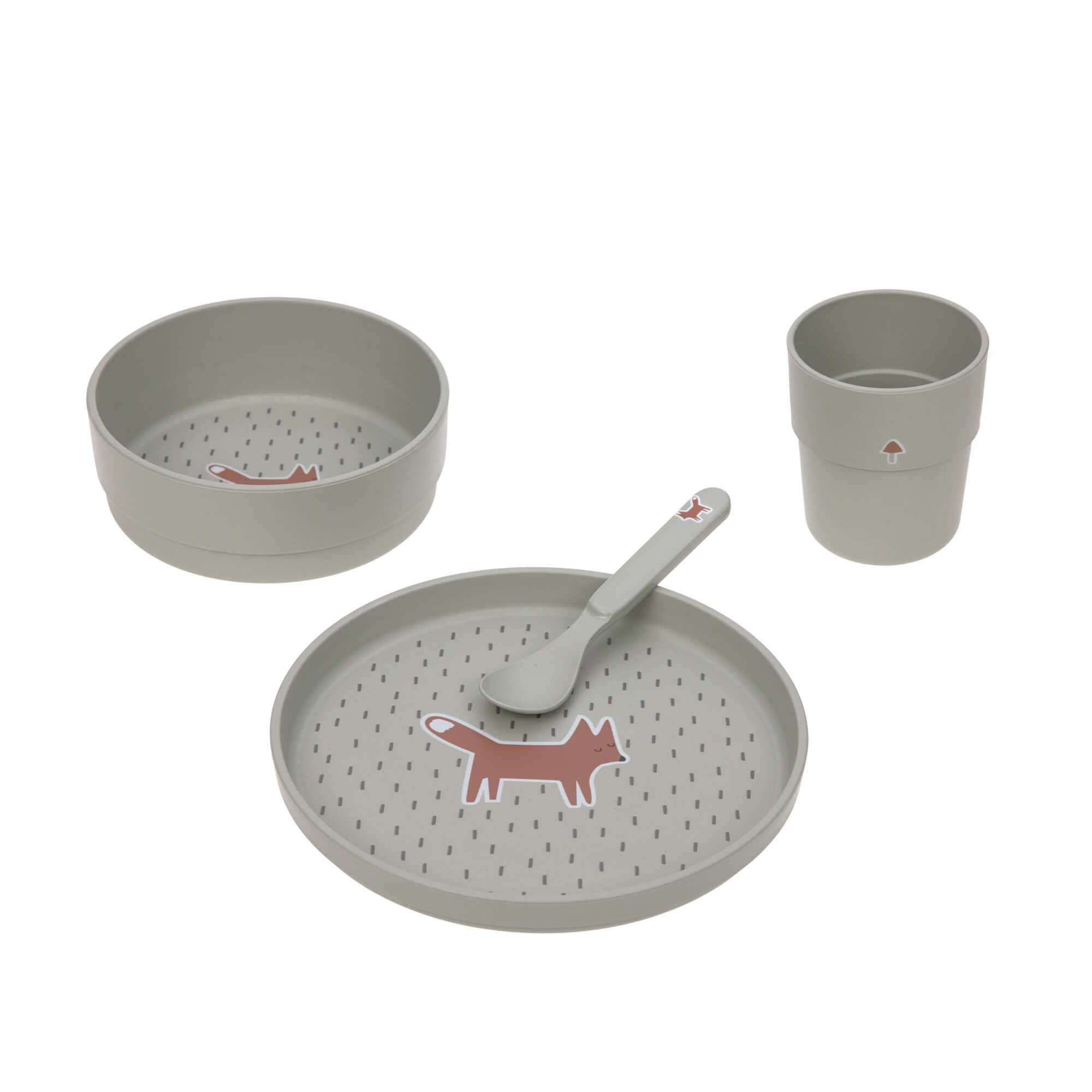Lässig Kindergeschirr Set (Teller - Schüssel - Becher - Löffel) - Little Forest Fox Lässig Kindergeschirr Set (Teller - Schüssel - Becher - Löffel) - Little Forest Fox