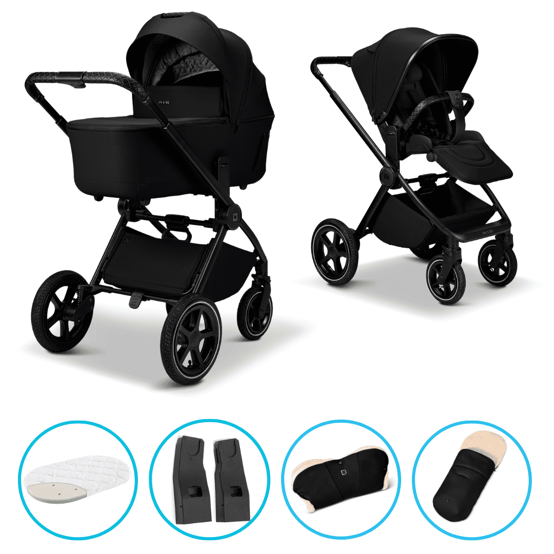 Moon GIO 2.0 Onyx Kombikinderwagen inkl. Fußsack und Handmuff – Entdecke den Moon GIO 2.0 Onyx Kinderwagen – Testsieger bei Stiftung Warentest! Mit extra großer Wanne, smarter Höhenverstellung, Fußsack & Handmuff bietet er Komfort, Sicherheit und Stil für jede Jahreszeit. Perfekt für dich und dein Baby.