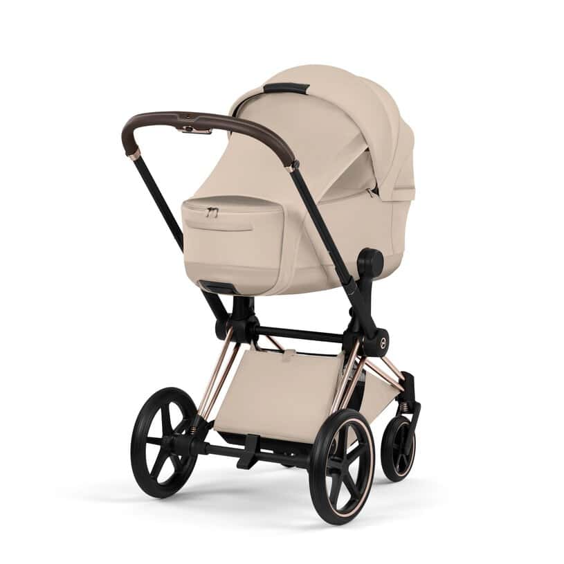 Cybex Priam Komfort Kinderwagen Set 4in1 Matt Black / Cozy Beige inkl. Cloud T Plus Cozy Beige und Base T