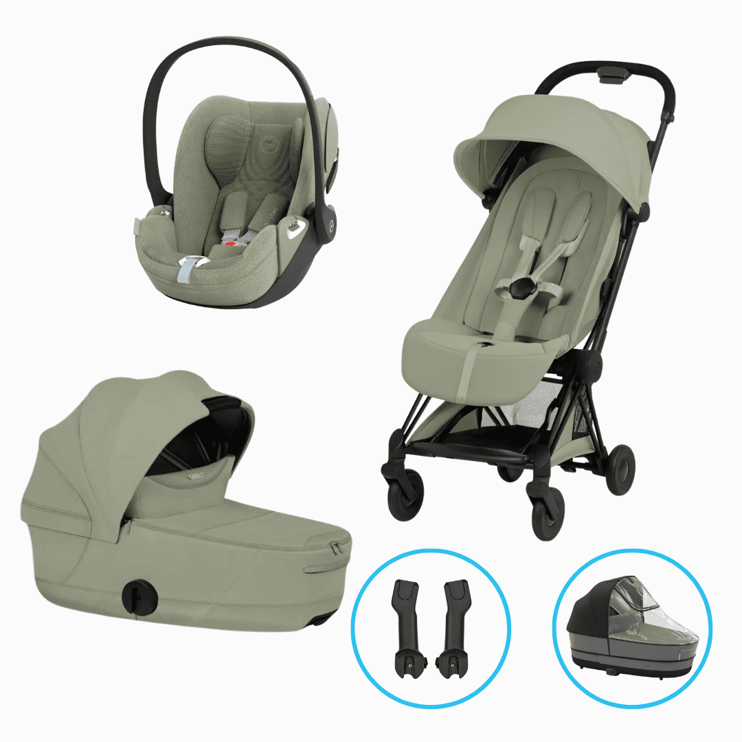 Cybex Coya Style 5in1 Kinderwagen Set Matt Black/Sage Green inkl. Cloud T Plus Sage Green