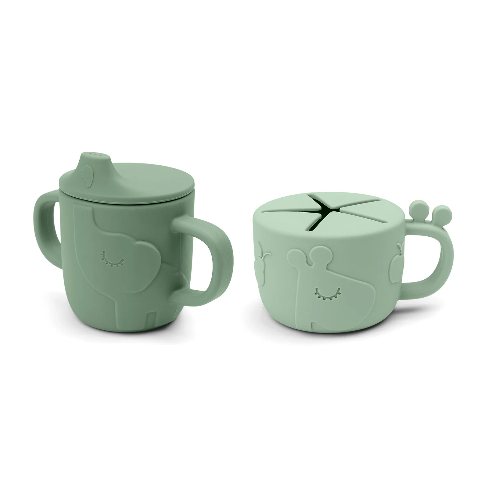 Done by Deer - Peekaboo Snack & Trinkbecher Set Green Done by Deer - Peekaboo Snack & Trinkbecher Set Green