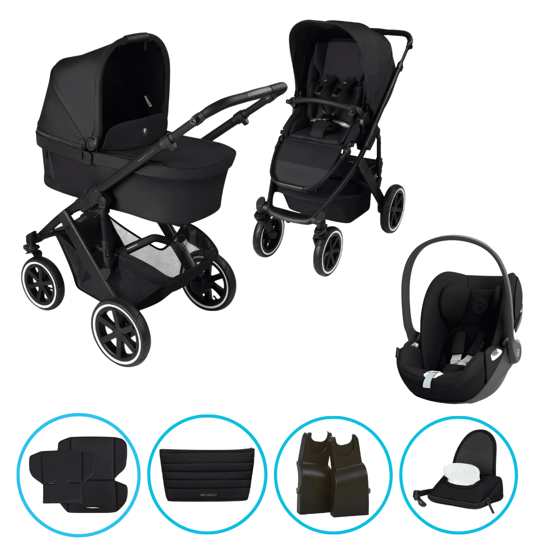 ABC Design Salsa 5 Air 3in1 Kinderwagen Set Coal inkl. Cybex Cloud T i-Size Sepia Black, ABC Design Adapter & gratis Zubehör