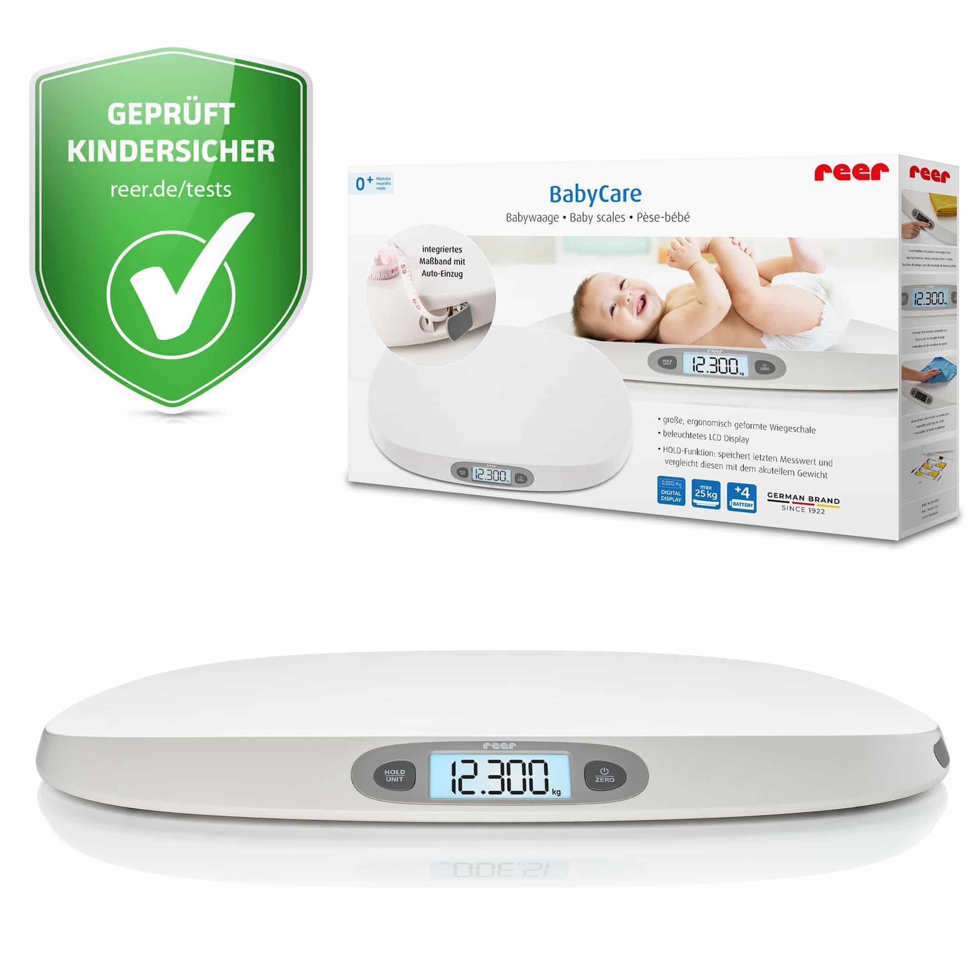 reer BabyCare Babywaage – Behalte mit der BabyCare Babywaage Gewicht & Größe Deines Babys stets im Blick. Präzise Messung, Tarierfunktion, Messwertspeicher & Maßband – jetzt entdecken! reer BabyCare Babywaage – Behalte mit der BabyCare Babywaage Gewicht & Größe Deines Babys stets im Blick. Präzise Messung, Tarierfunktion, Messwertspeicher & Maßband – jetzt entdecken!
