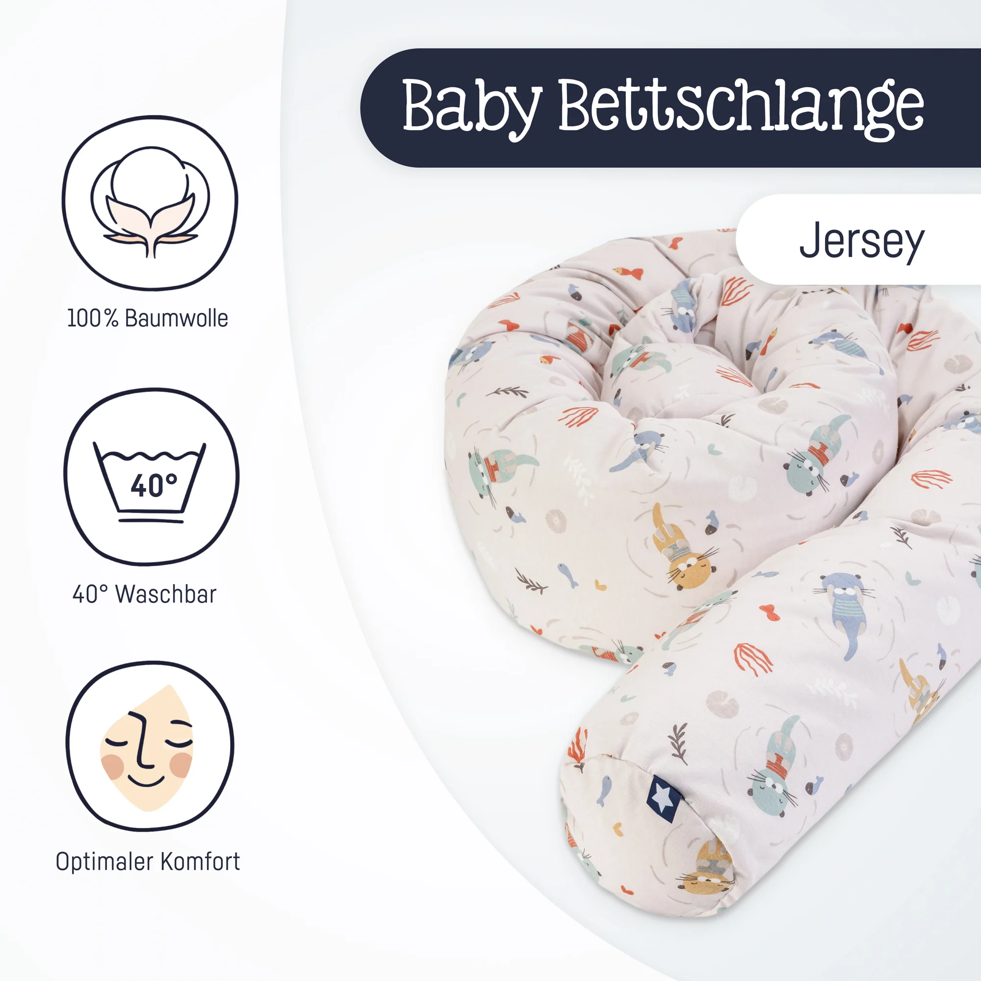 personalisierte Bettschlange Jersey Cotton 180cm mit Namen - Zöllner