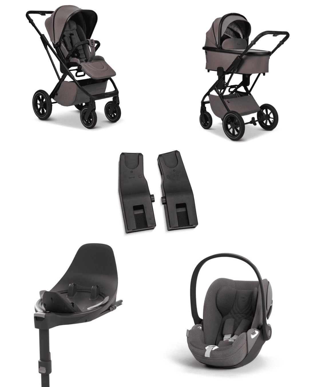 Moon PIU 2025 4in1 Set inkl. Cybex Cloud T plus i-Size mit Base T und Moon PIU Adapter Tonka/Mirage Grey