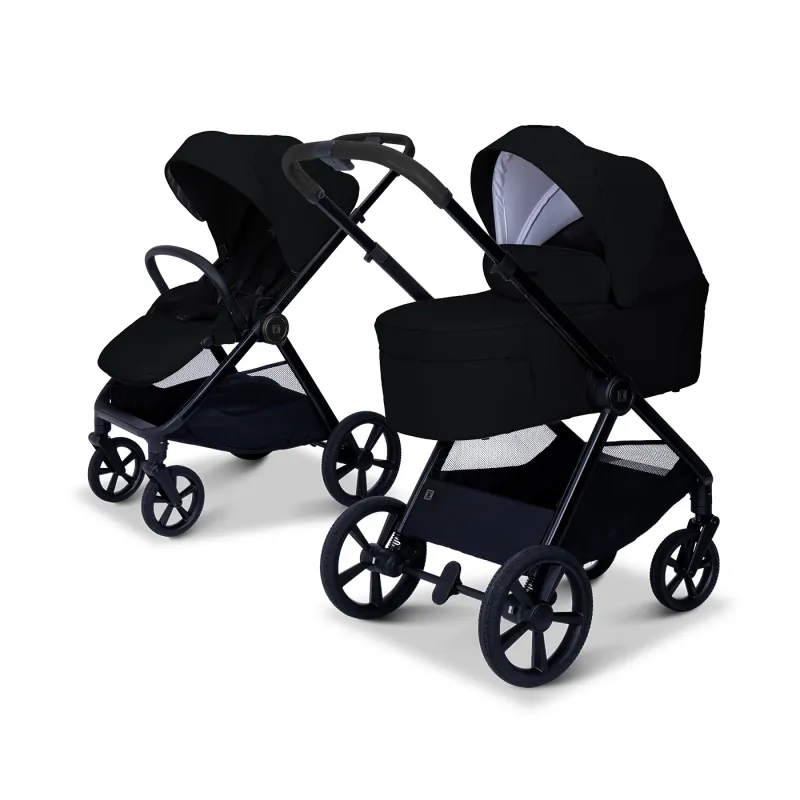 Moon STYLO 5in1 Kombikinderwagen-Set Onyx inkl. Wickeltasche, Regenverdeck und Adaptern
