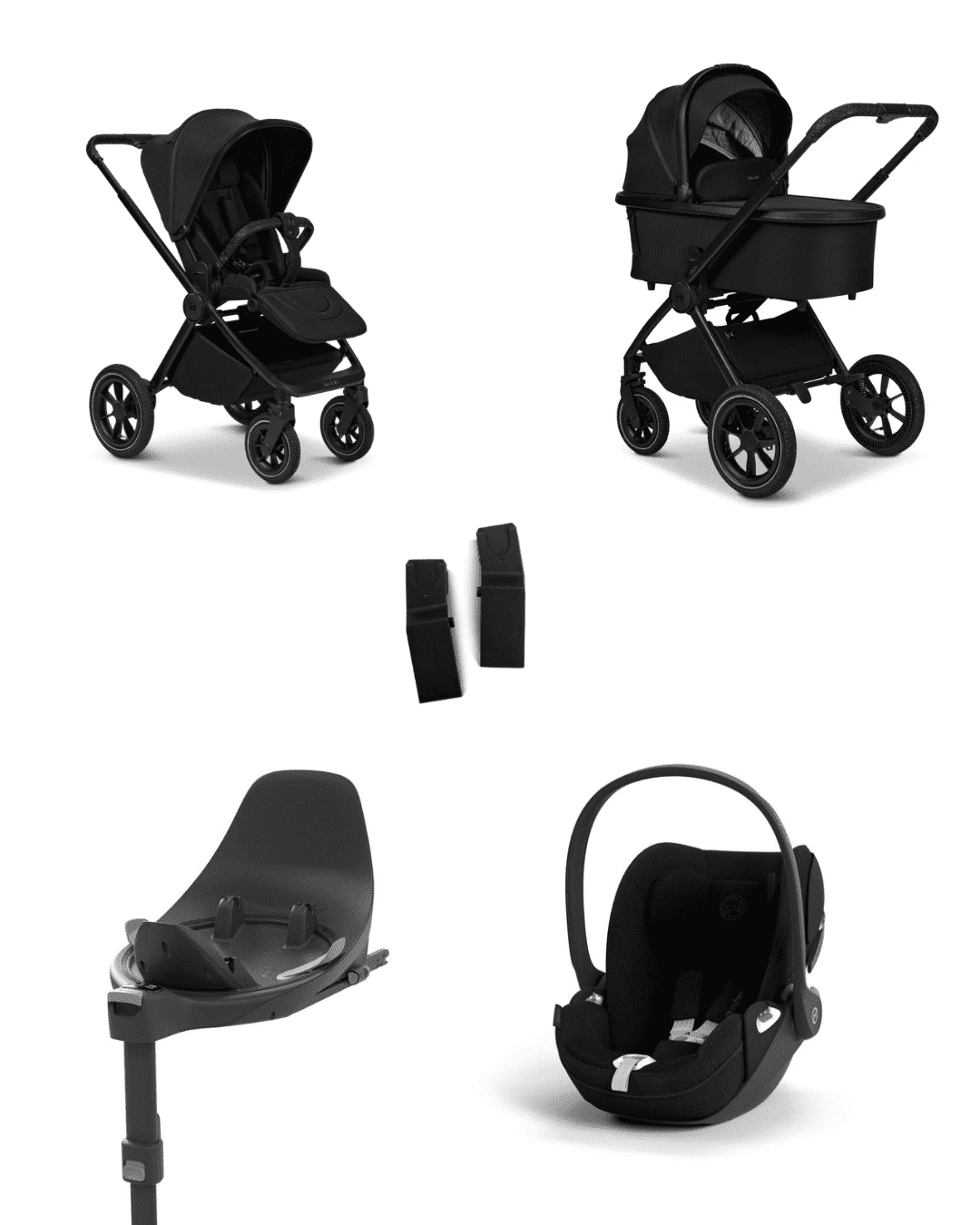 Moon GIO+ 2025 4in1 Set inkl. Cybex Cloud T plus i-Size Babyschale, Cybex Base T und Moon Adapter für GIO+ 2025 Onxy/Sepia Black