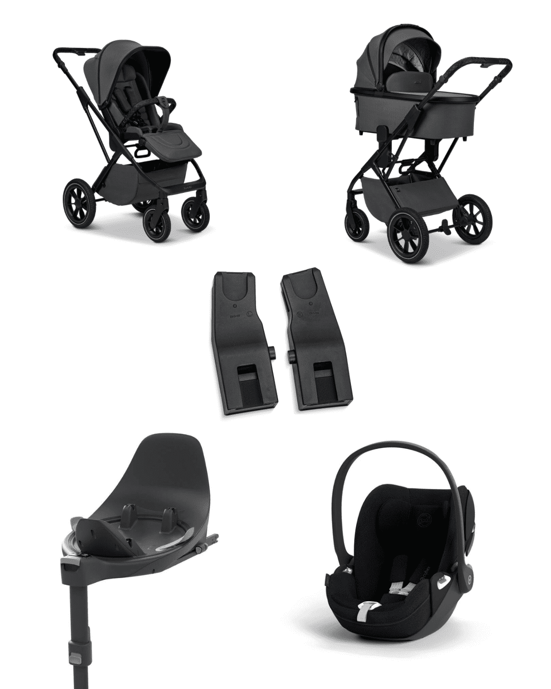 Moon PIU 2025 4in1 Set inkl. Cybex Cloud T plus i-Size mit Base T und Moon PIU Adapter Anthra/Sepia Black