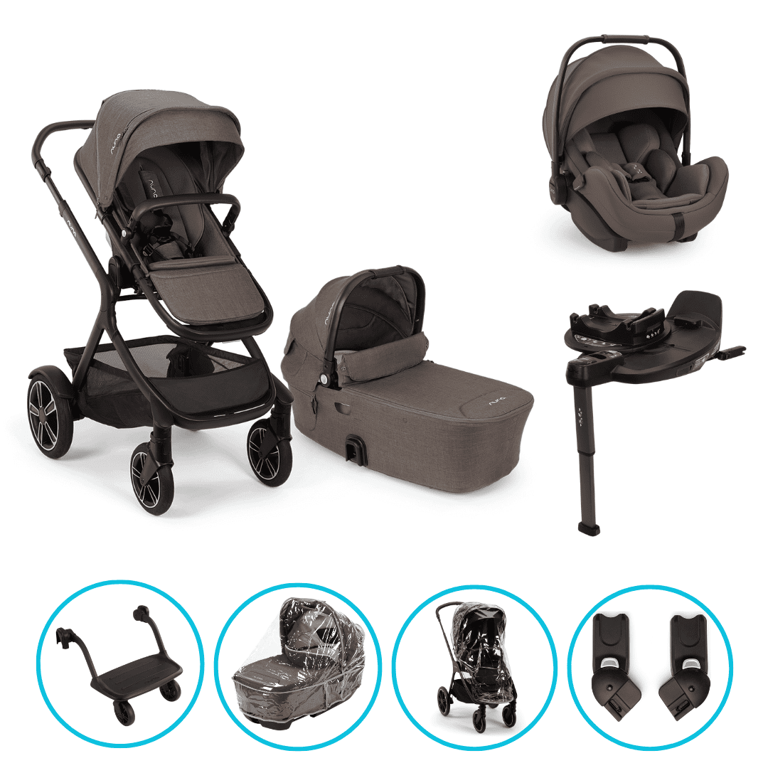 Nuna DEMI Next 8in1 Kinderwagen Set Chestnut inkl. Arra Flex Chestnut, Base Curv und Rider Board