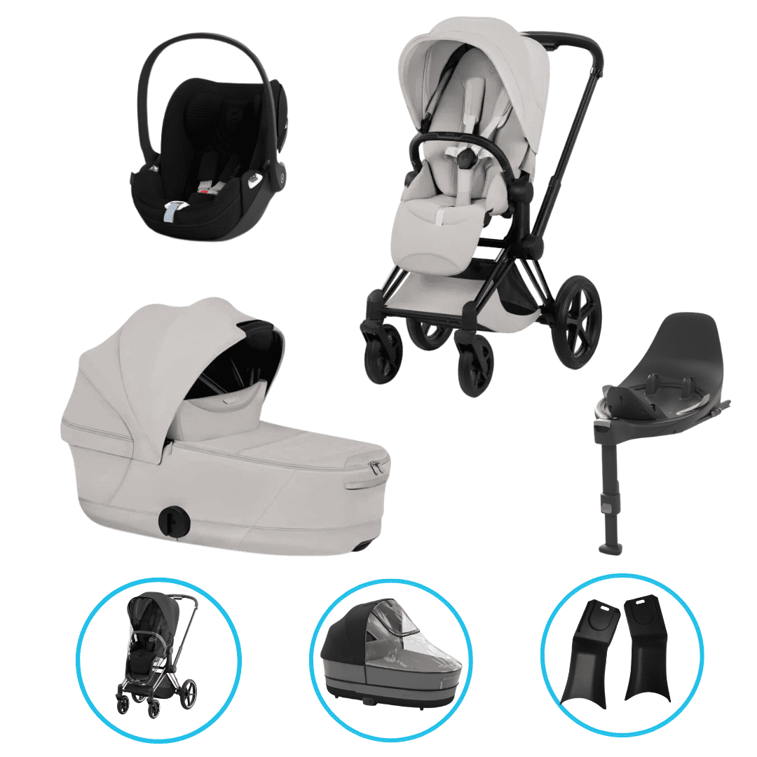  Cybex Priam Style Kinderwagen Set 7in1 Matt Black / City Grey inkl. Cloud T Plus Sepia Black und Base T