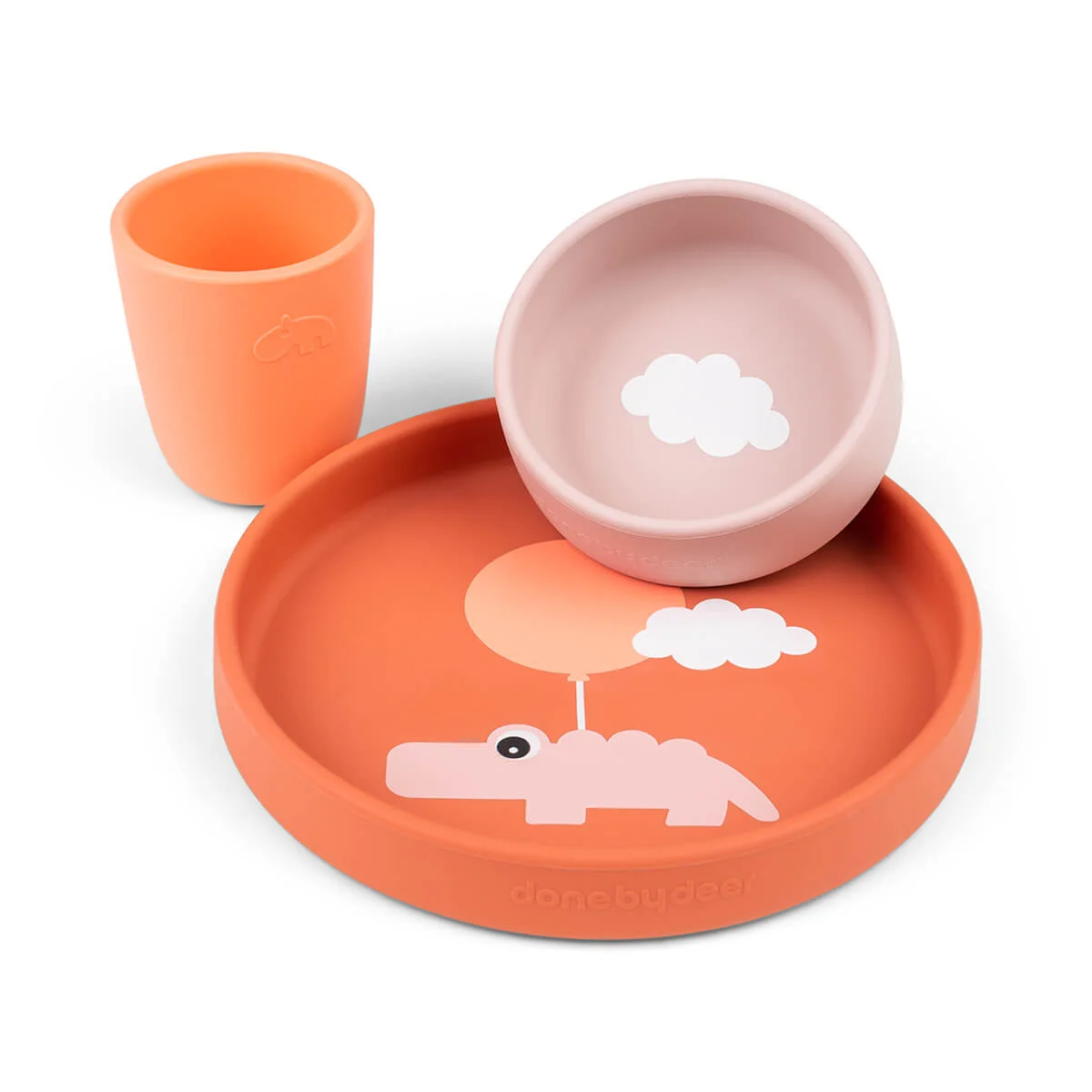 Done by Deer Silikon Geschirr - Set - happy clouds - powder Done by Deer Silikon Geschirr - Set - happy clouds - powder