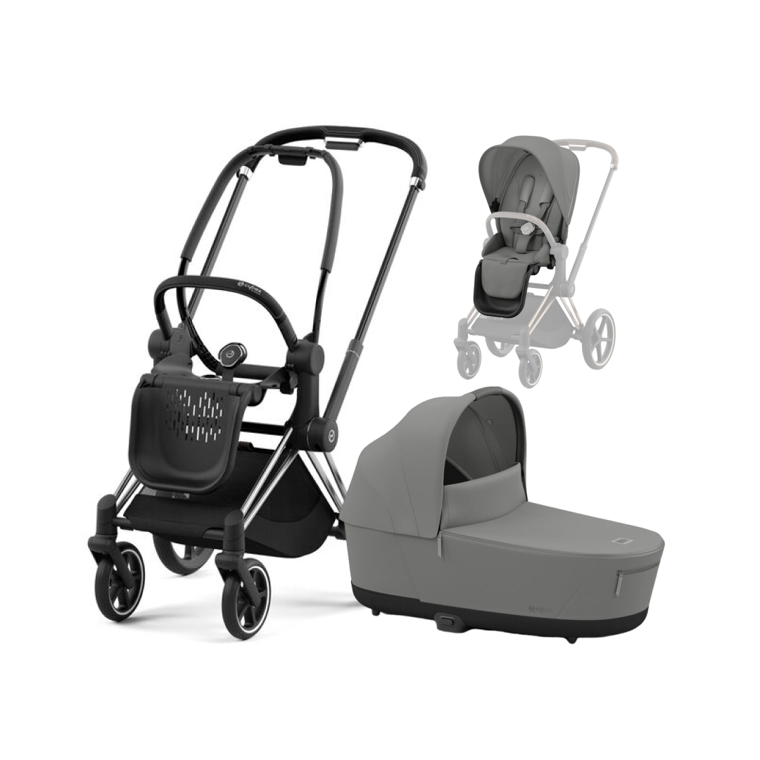 CYBEX PRIAM Kombikinderwagen chrome schwarz mirage grey CYBEX PRIAM Kombikinderwagen chrome schwarz mirage grey