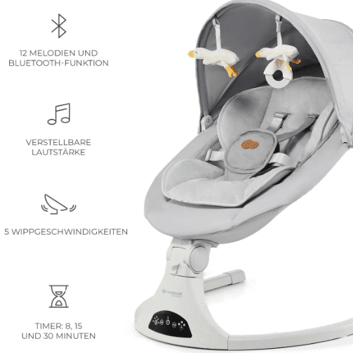 Kinderkraft TULSY grau Babywippe elektrisch, leicht & innovativ Kinderkraft TULSY grau Babywippe elektrisch, leicht & innovativ