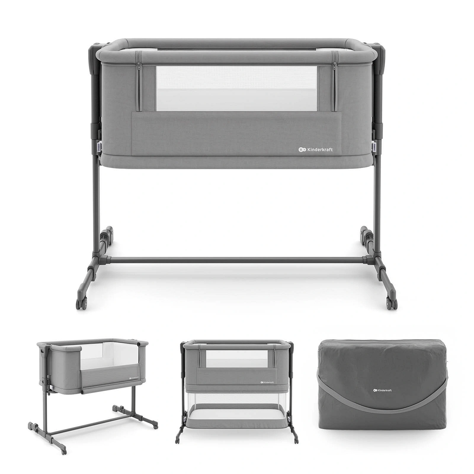 Kinderkraft 3in1 Beistellbett NESTEE Grow 2 Dunkelgrau