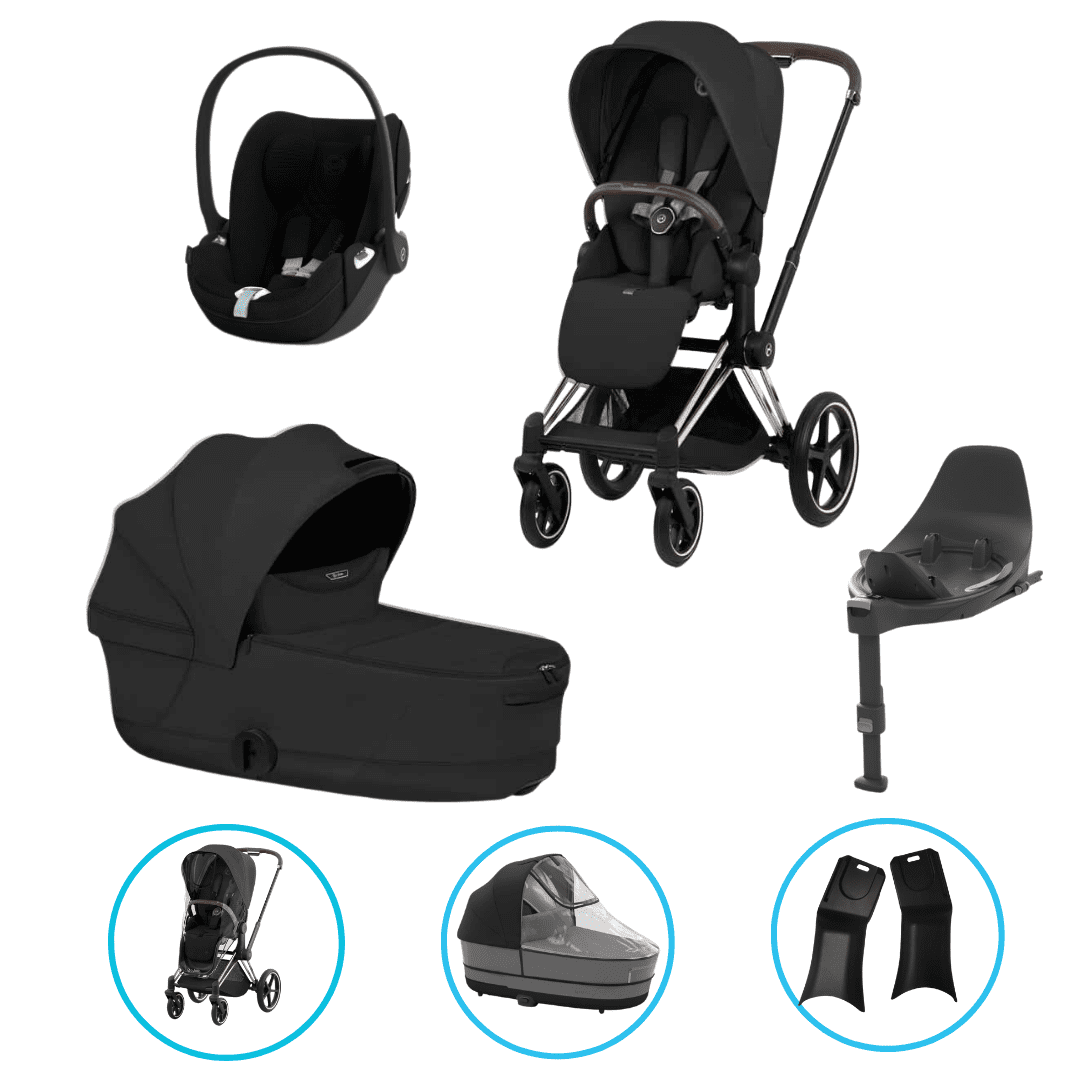  Cybex Priam Style Kinderwagen Set 7in1 Rosegold / Sepia Black inkl. Cloud T Plus Sepia Black und Base T