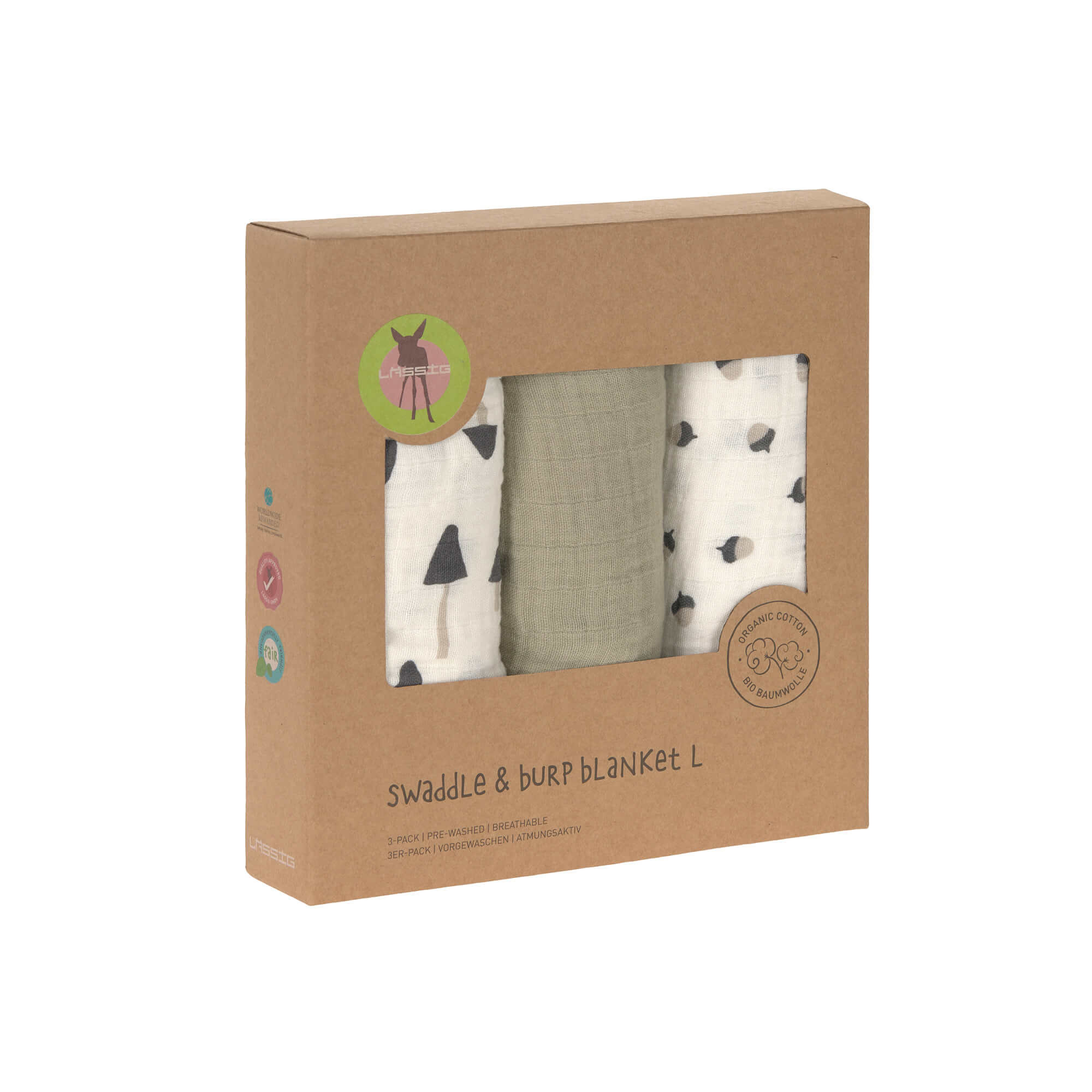 Lässig - Mulltücher 3er Set 85 x 85 cm Little Forest Olive Lässig - Mulltücher 3er Set 85 x 85 cm Little Forest Olive