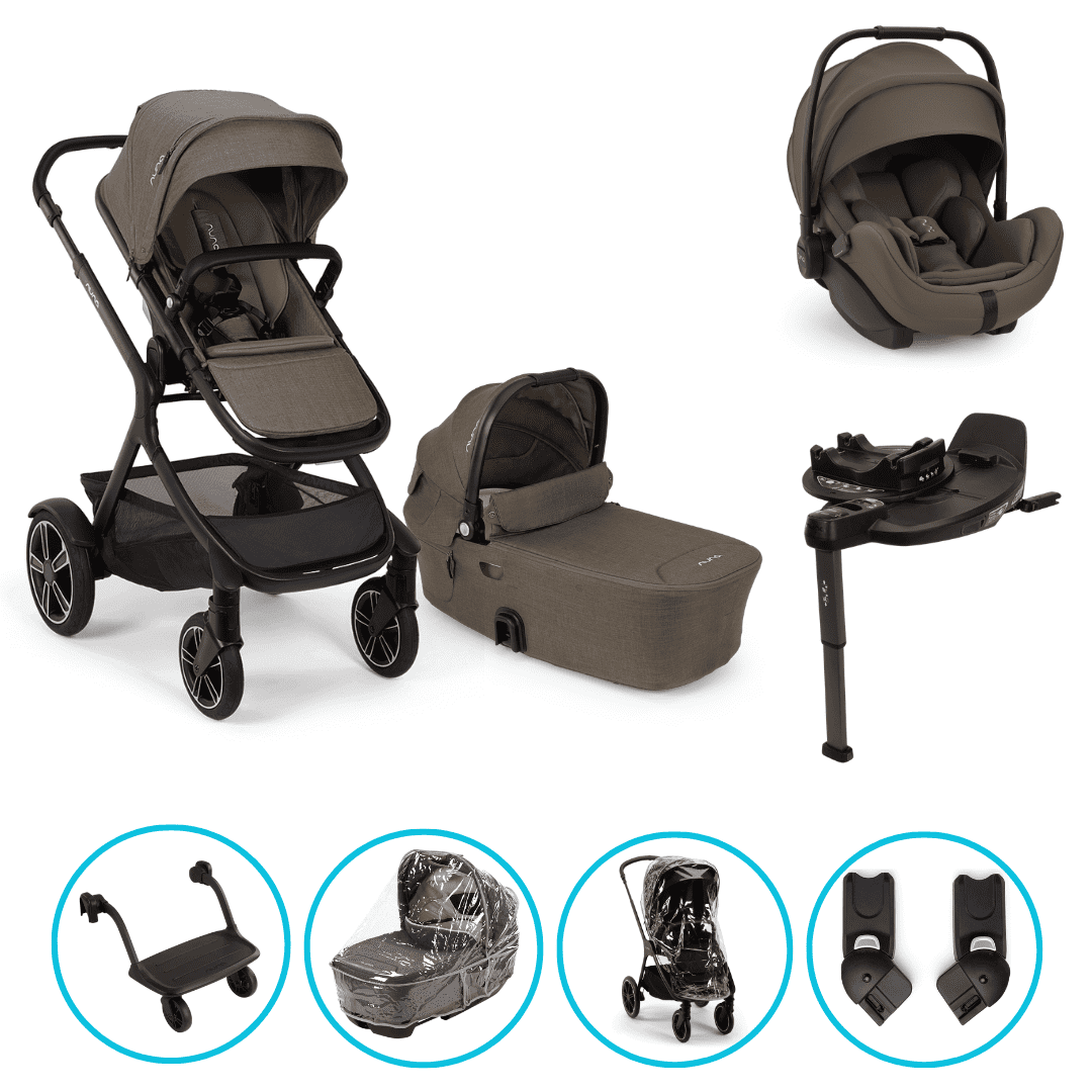 Nuna DEMI Next 4in1 Kinderwagen Set Pistachio inkl. Arra Flex Pistachio, Base Curv und Rider Board