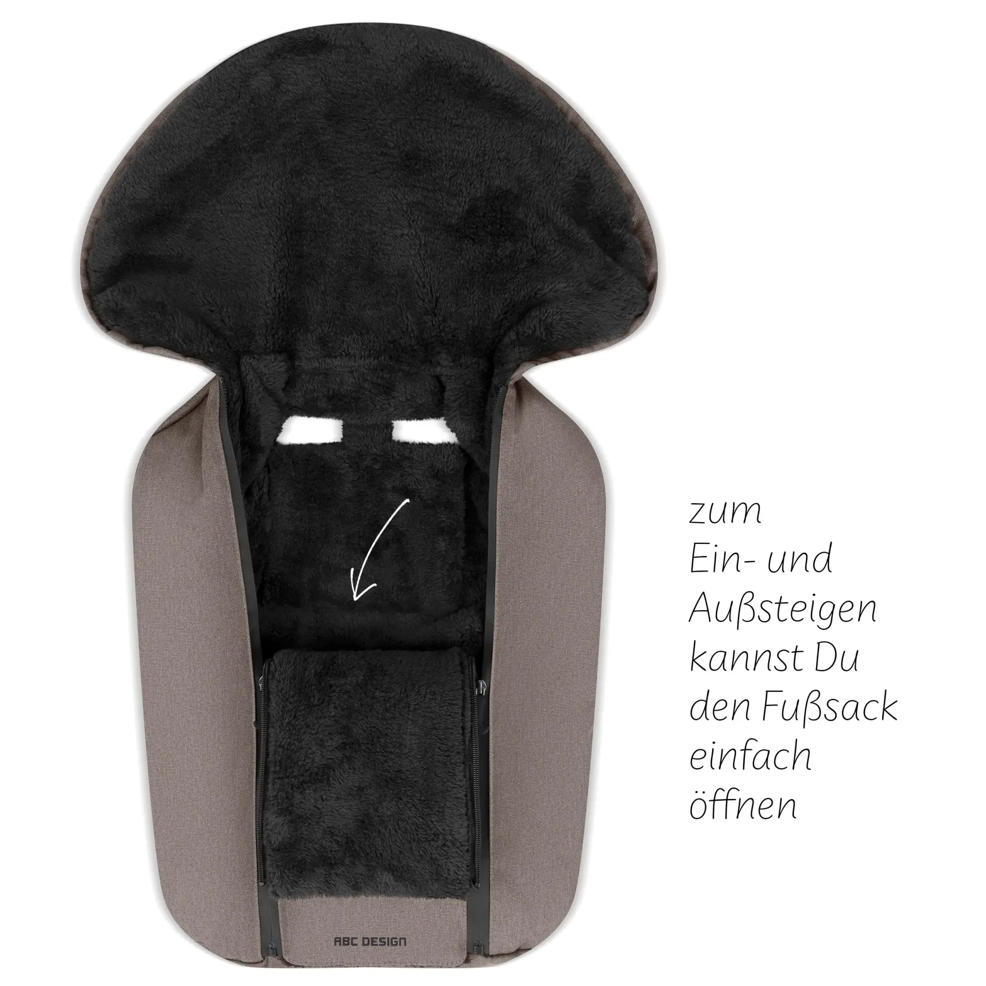 hellbrauner fußsack geöffnet für leichten ein und ausstieg hellbrauner schwarzer fußsack geöffnet für leichten ein und ausstieg