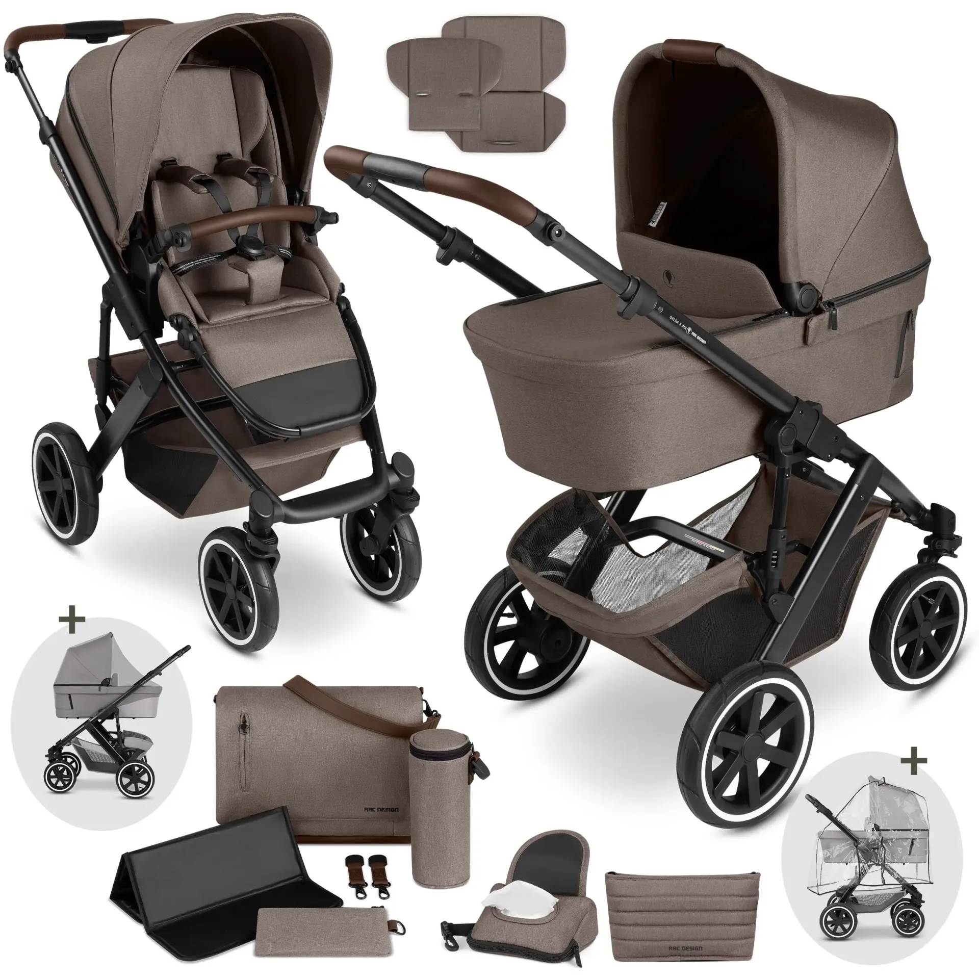 ABC Design Salsa 5 Air Nature inkl. Wickeltasche, Moskitonetz und Regenschutz