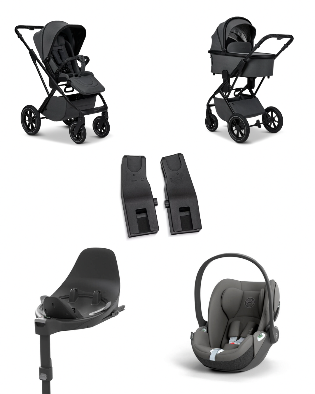 Moon PIU 2025 4in1 Set inkl. Cybex Cloud T i-Size mit Base T und Moon PIU Adapter Anthra/Mirage Grey