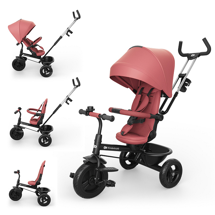 Kinderkraft ASTON 2 PLUS Rosa – 6in1 Dreirad ASTON 2 PLUS mit halb liegender Position, 360° drehbarem Sitz & Elterngriff. Mitwachsend von 9 Monaten bis 5 Jahre. Komfort & Sicherheit mit Kinderkraft Kinderkraft ASTON 2 PLUS Rosa – 6in1 Dreirad ASTON 2 PLUS mit halb liegender Position, 360° drehbarem Sitz & Elterngriff. Mitwachsend von 9 Monaten bis 5 Jahre. Komfort & Sicherheit mit Kinderkraft