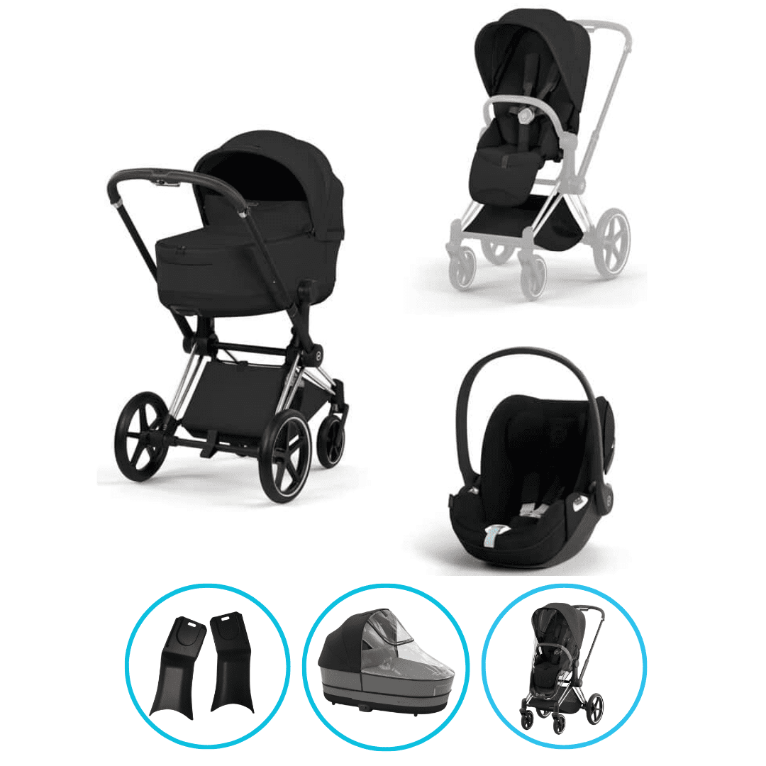 Cybex Priam Komfort Kinderwagen Set 6in1 Rosegold / Sepia Black inkl. Cloud T Plus Sepia Black