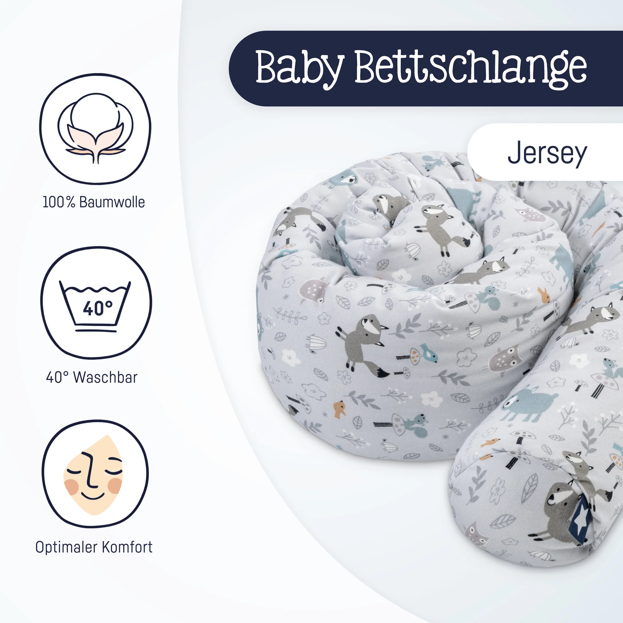 personalisierte Bettschlange Jersey Cotton 180cm mit Namen - Zöllner