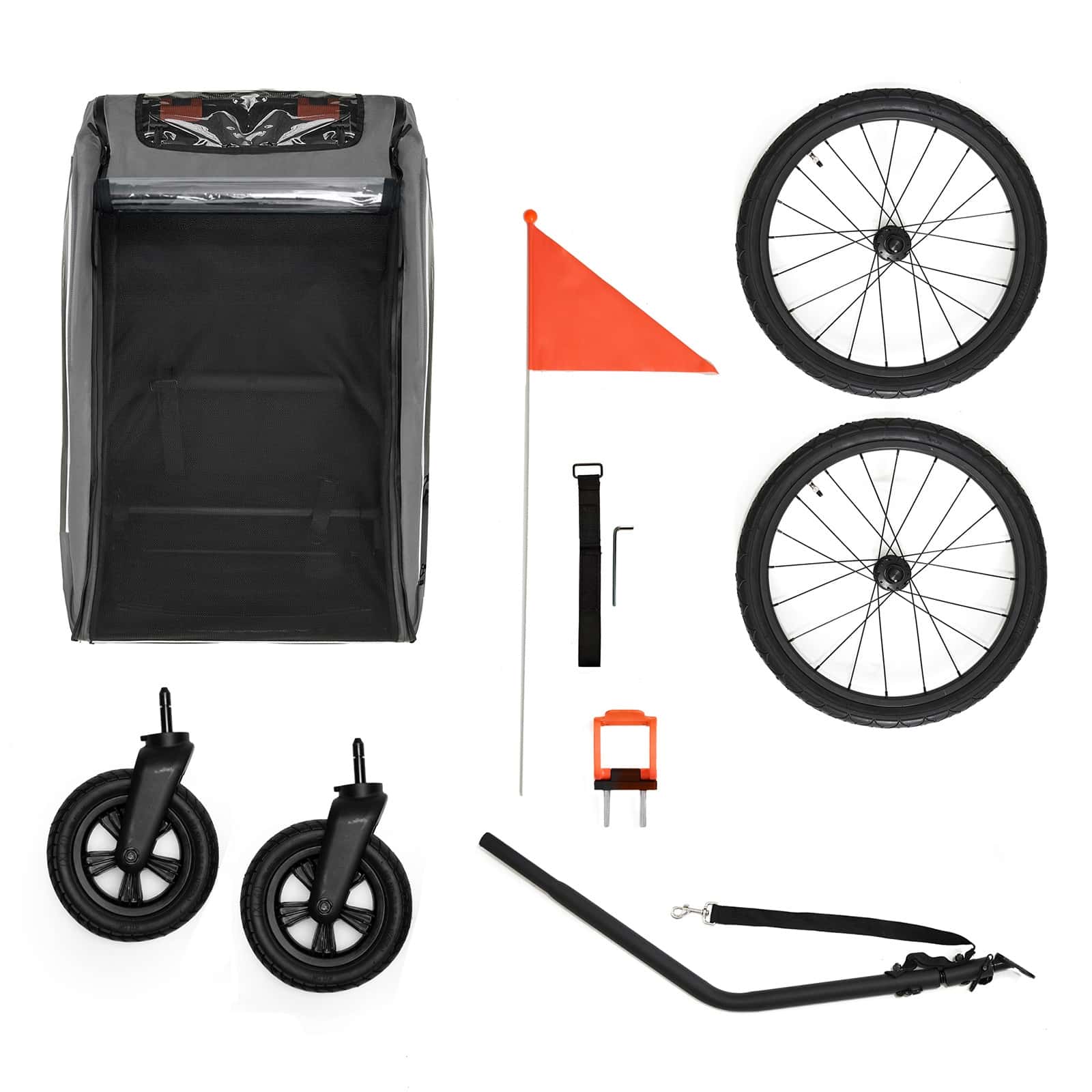 Kinderkraft Fahrradanhänger 2in1 NAVA WALK Grau