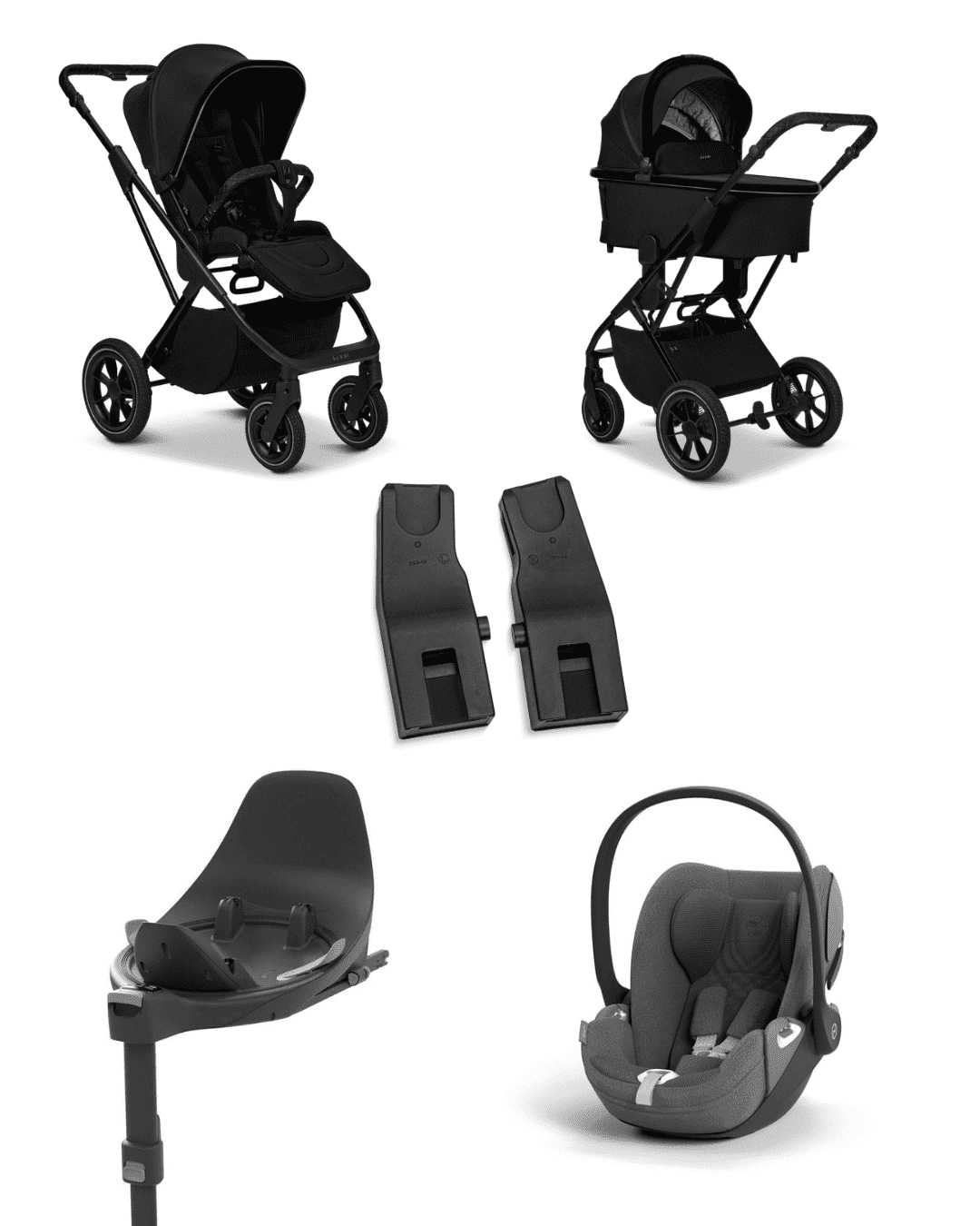 Moon PIU 2025 4in1 Set inkl. Cybex Cloud T plus i-Size mit Base T und Moon PIU Adapter Onxy/Mirage Grey