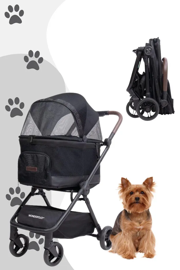 Wonderfold Bella-Haustier-Buggy Schwarz