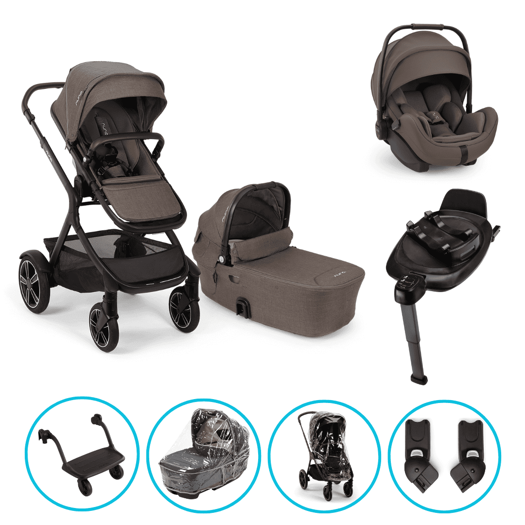 Nuna Demi Next 4in1 Kinderwagen Set Chestnut inkl. Arra Flex Chestnut, Base Next und Rider Board