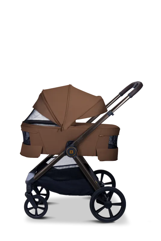 Moon STYLO 5in1 Kombikinderwagen-Set Cognac inkl. Wickeltasche, Regenverdeck und Adaptern