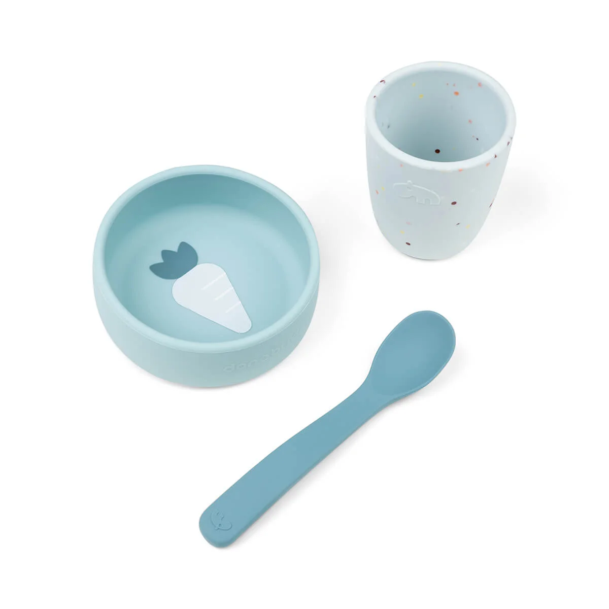 Done by Deer Erstes Silikon Geschirr Set Confetti Blue Done by Deer Erstes Silikon Geschirr Set Confetti Blue