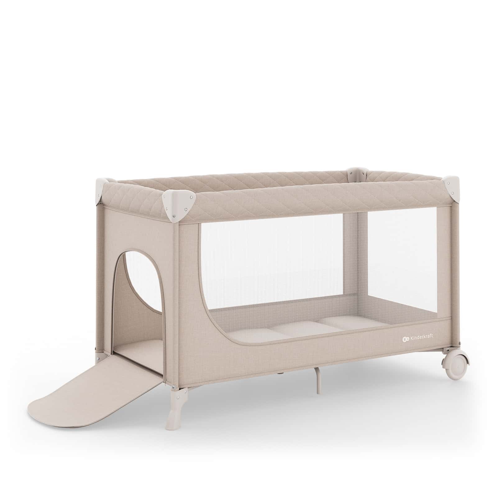 Kinderkraft Reisebett 2in1 LEODY UP mit Zubehör - Beige