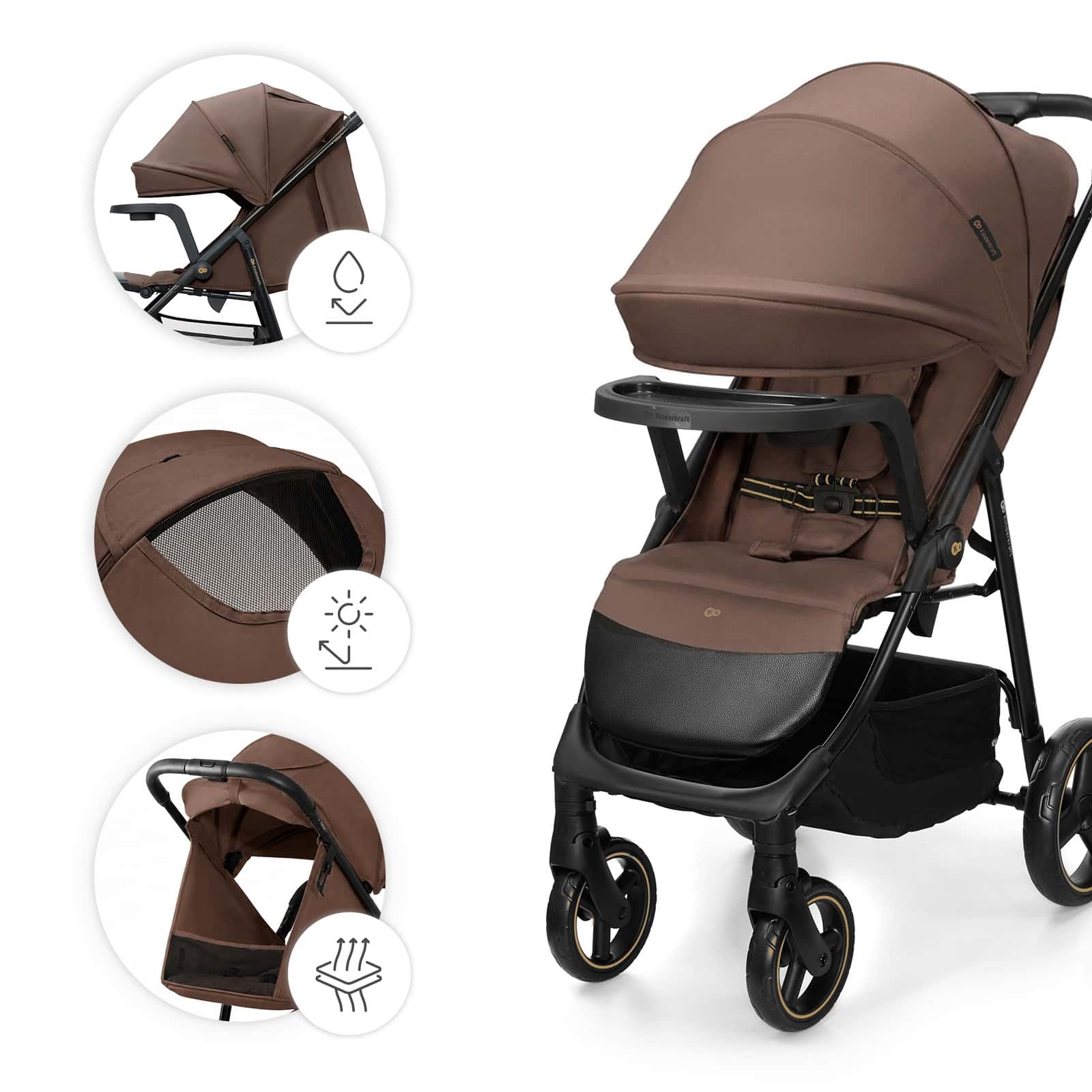 Kinderkraft Buggy TRIG 3 mit Tablett Braun