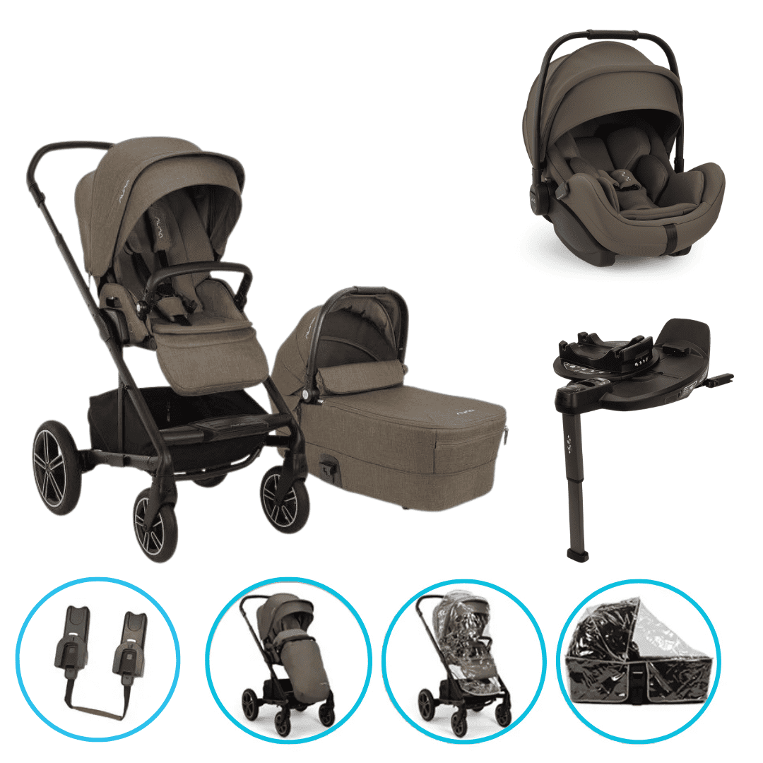 Nuna MIXX next 4in1 Kinderwagen Set Pistachio inkl. Arra flex Pistachio, Base Curv & gratis Zubehör