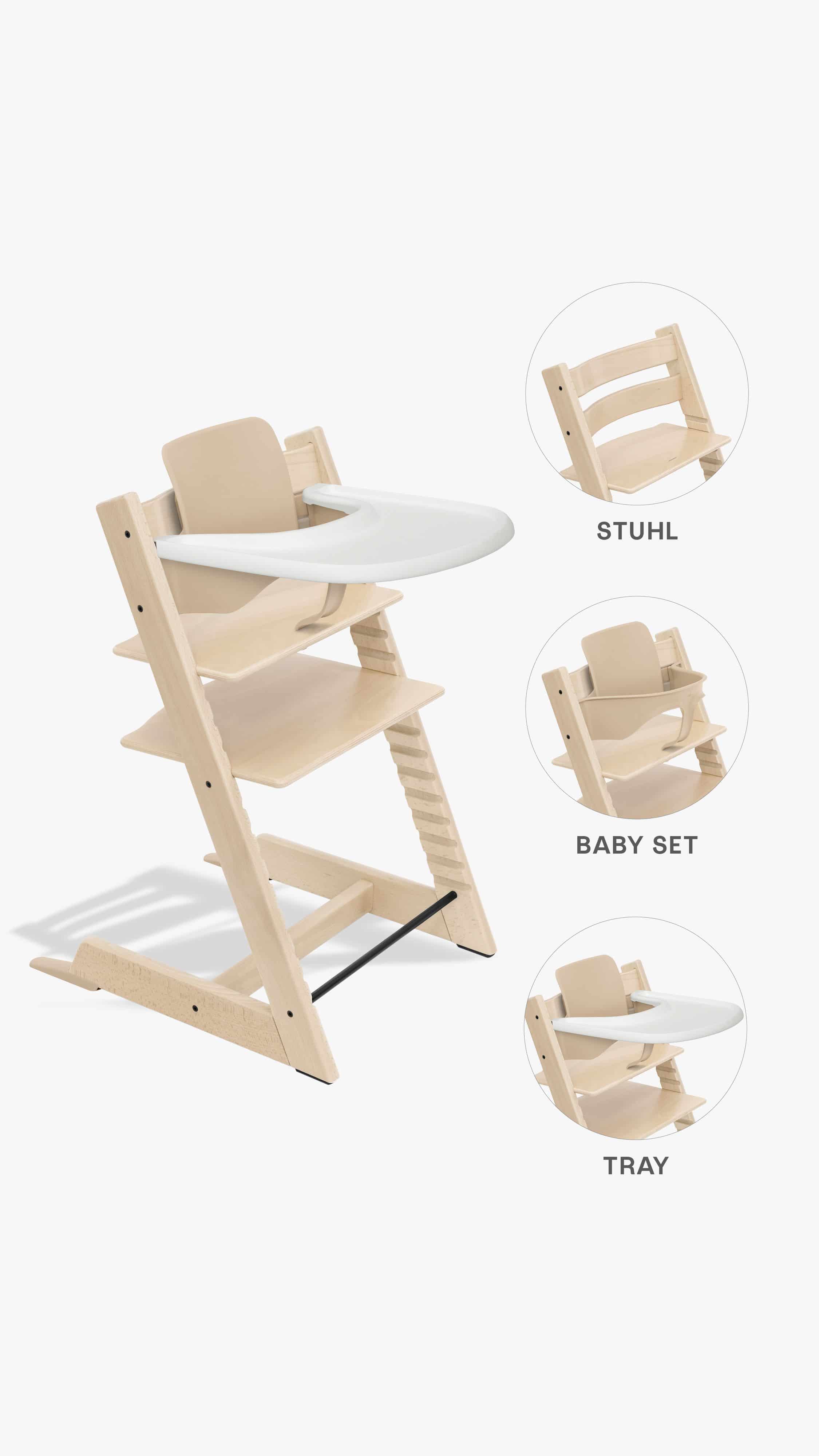 Stokke Tripp Trapp Hochstuhl + Baby-Set und Tisch