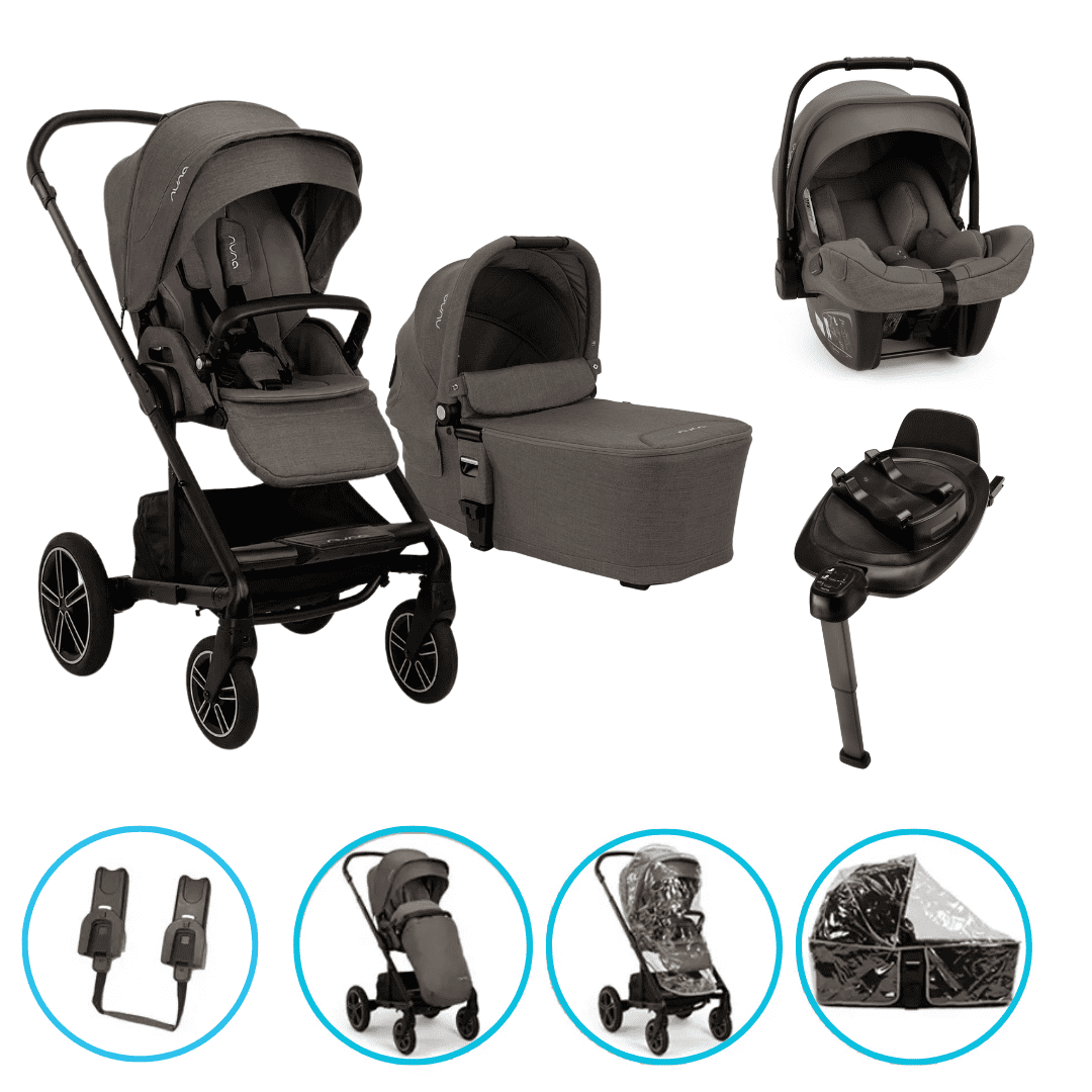 Nuna MIXX next 4in1 Kinderwagen Set Thunder inkl. Pipa Next Thunder, Base Next und gratis Zubehör
