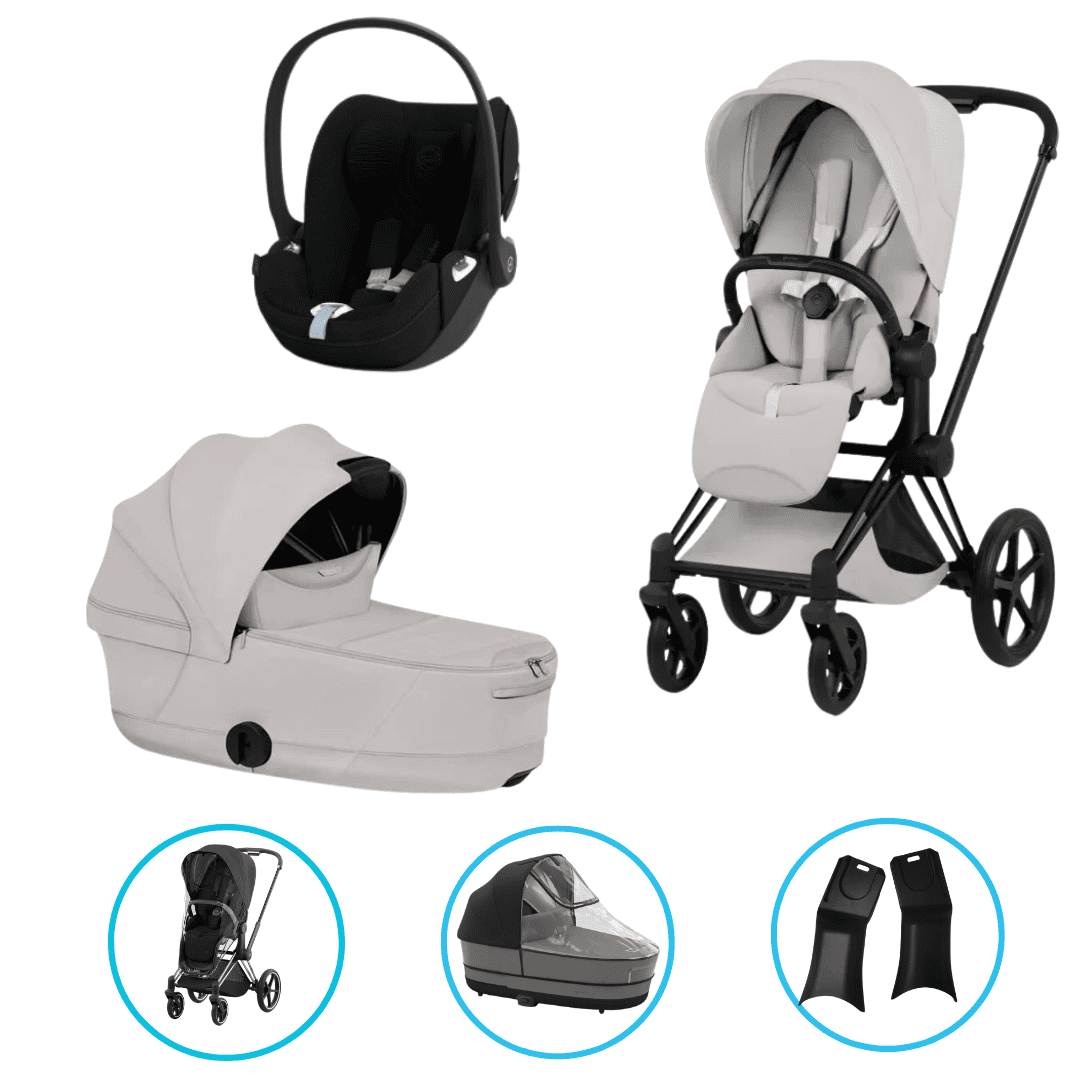  Cybex Priam Style Kinderwagen Set 6in1 Matt Black / City Grey inkl. Cloud T Plus Sepia Black