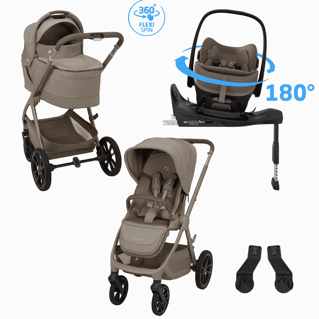 Maxi Cosi Oxford + 5in1 Kinderwagen-Set Oak Truffle inkl. Babyschale Oak Truffle und Base
