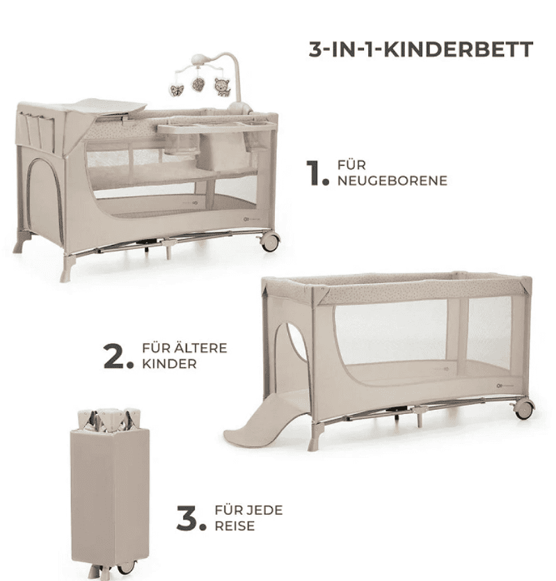 Kinderkraft 3in1 Reisebett JOY 2 beige mit Accessoirs Kinderkraft 3in1 Reisebett JOY 2 beige mit Accessoirs