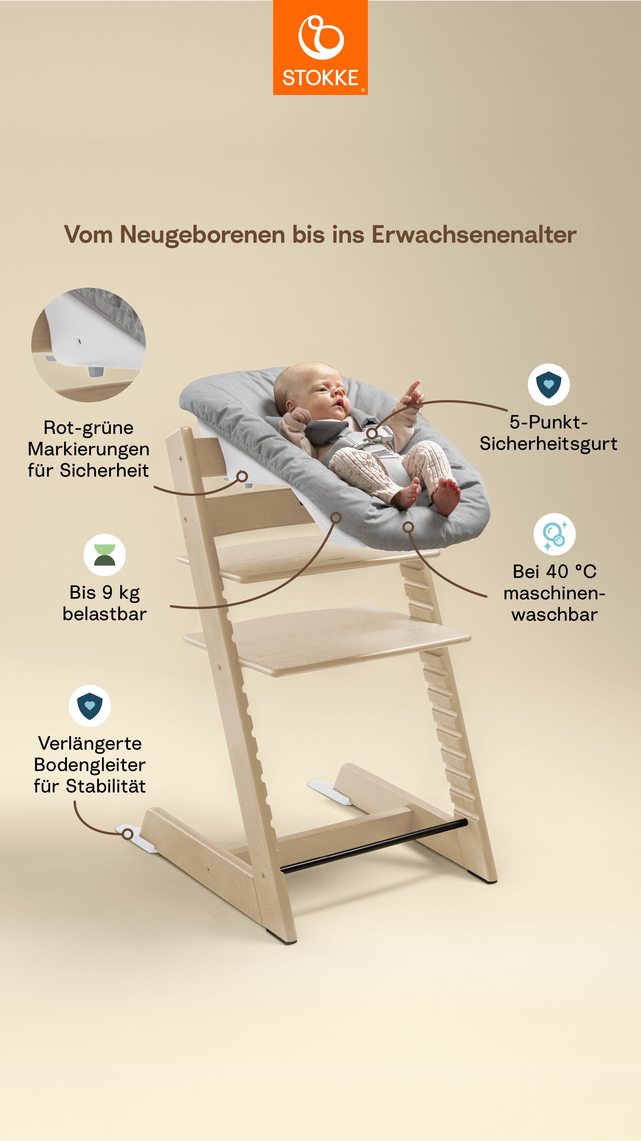 Stokke Tripp Trapp Hochstuhl + Baby- und Newborn-Set Black/Anthrazit
