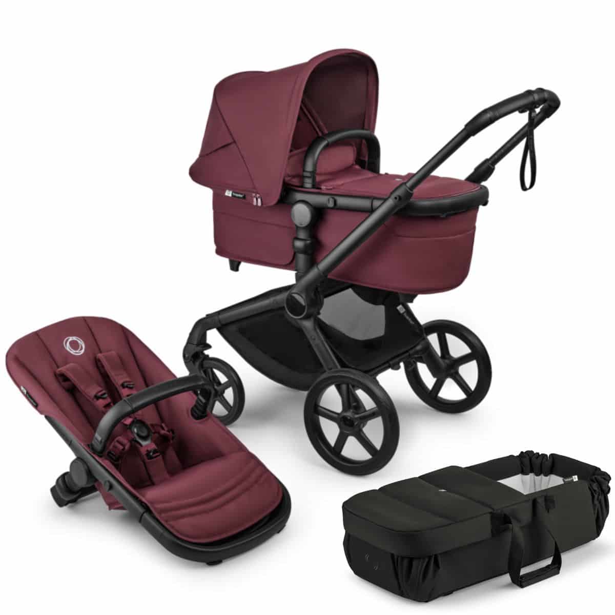 Bugaboo Fox5 Renew Kombikinderwagen Dark Cherry inkl. gratis Babynest