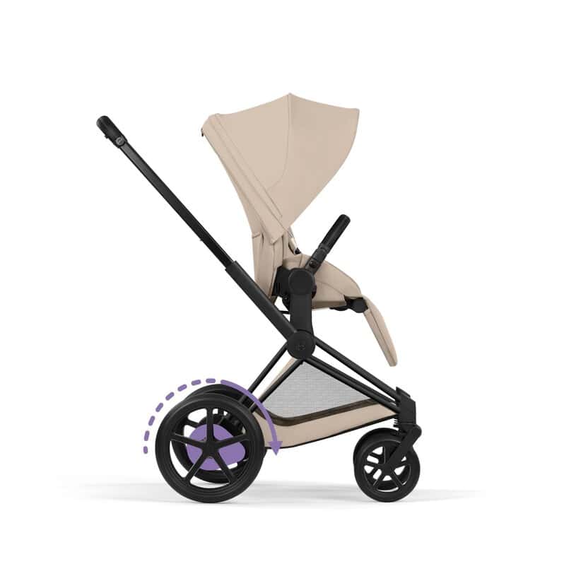 Cybex e-Priam Komfort Kinderwagen Set 3in1 Matt Black / Cozy Beige inkl. Cloud T Plus Cozy Beige