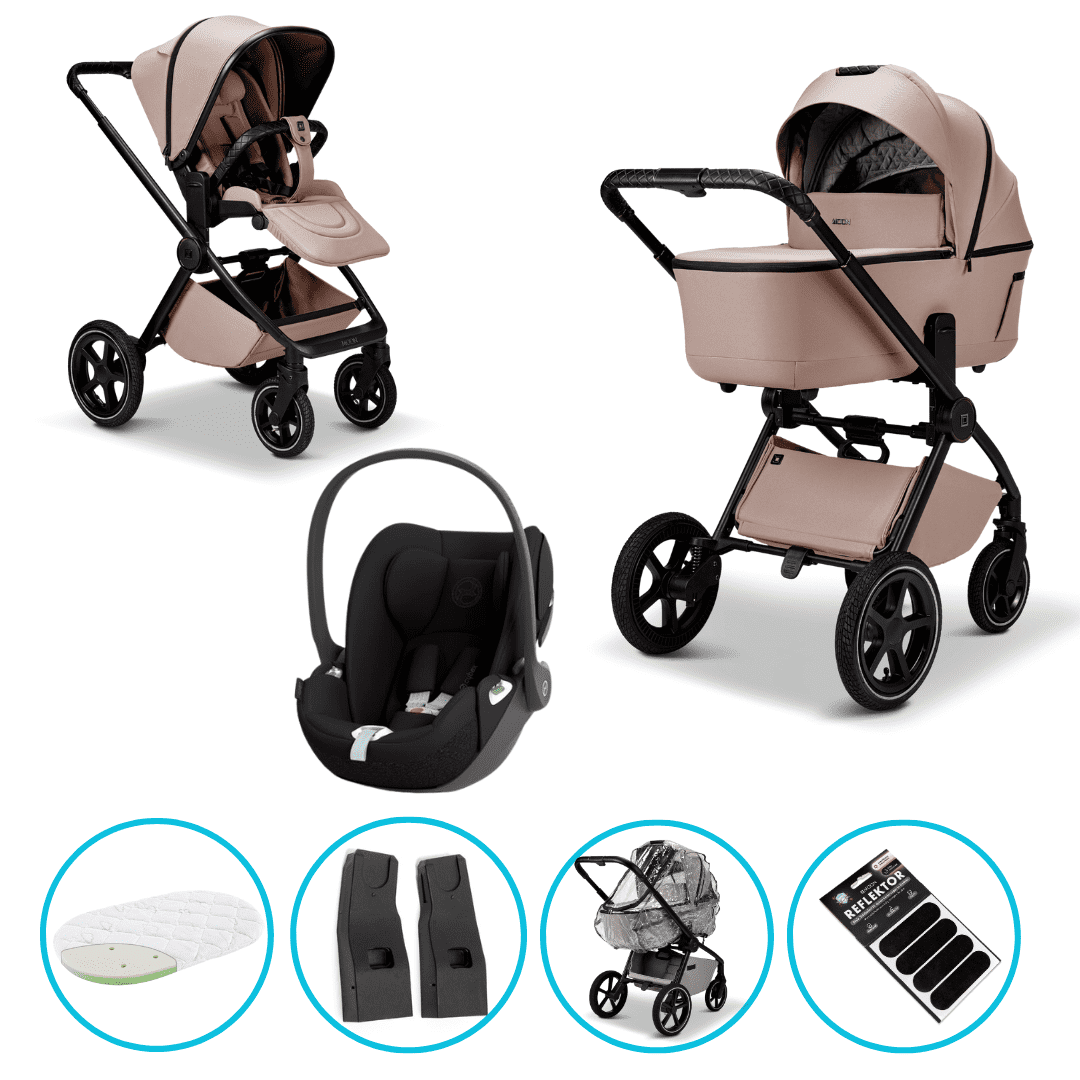 Moon GIO 2.0 Kombikinderwagen sand 3in1 Set inkl. Cloud T i-Size black