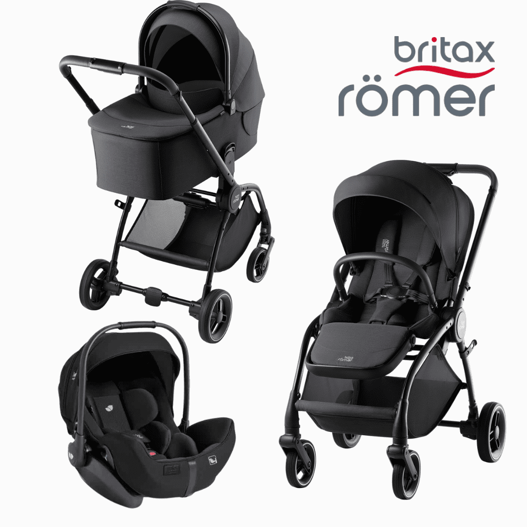 Britax Römer 3in1 Kinderwagen-Set RIO Carbon Black inkl. i-Level Pro Babyschale Eclipse