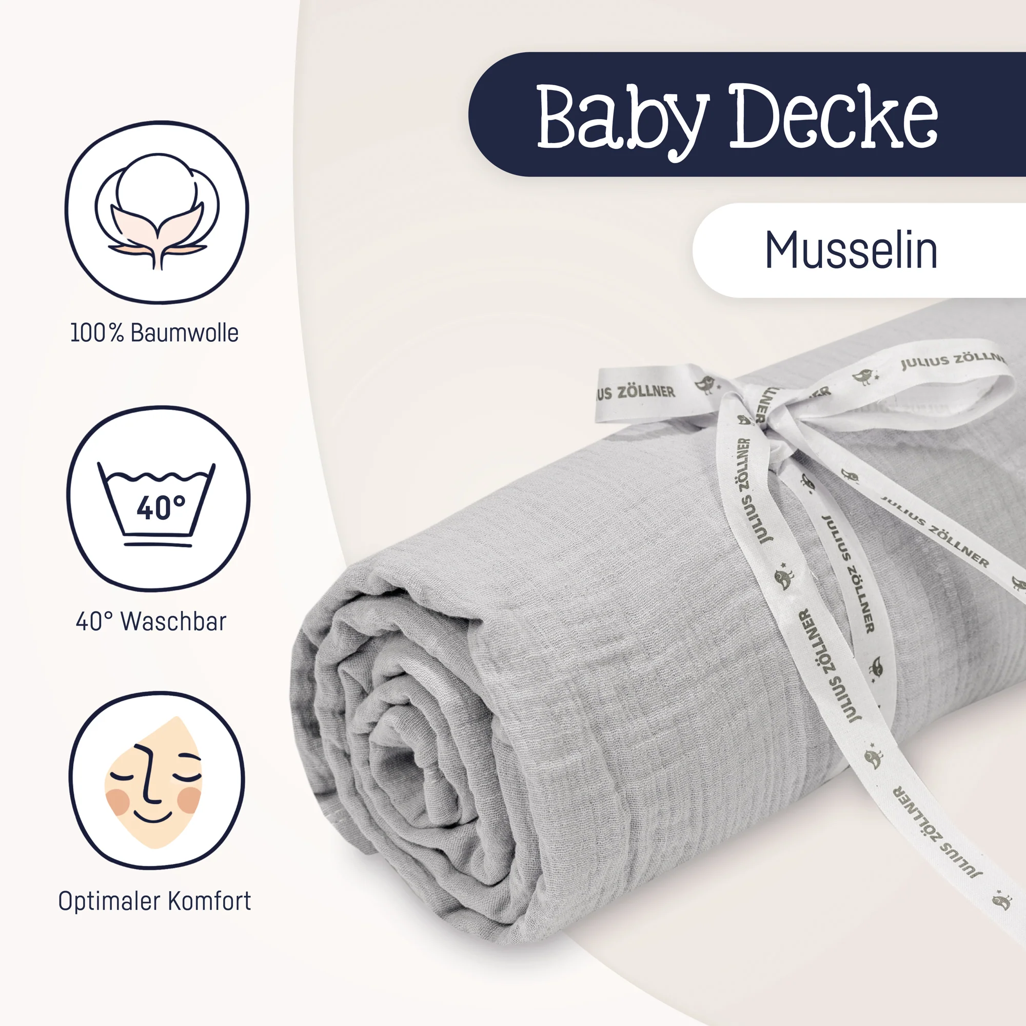 Zöllner Kuscheldecke Musselin grau Zöllner Kuscheldecke Musselin grau