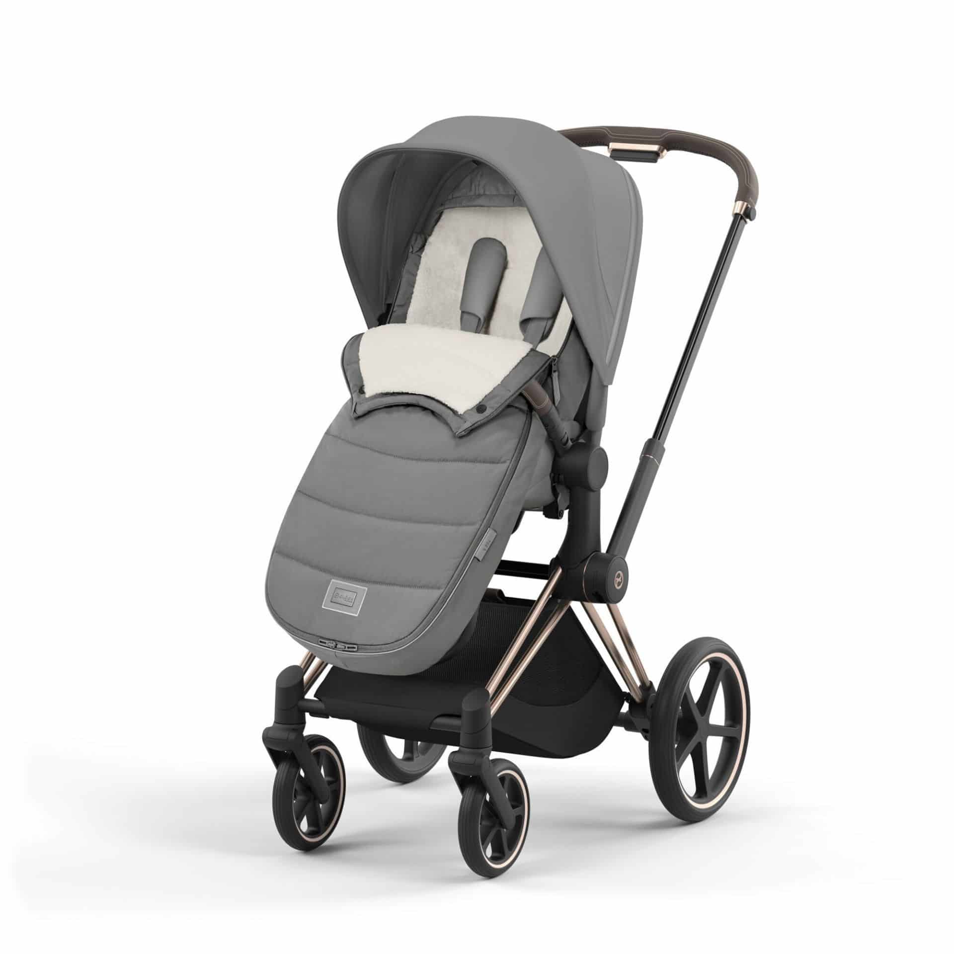 CYBEX PRIAM Kombikinderwagen Chrome Braun/Mirage Grey inkl. CYBEX Platinum Fußsack Mirage Grey